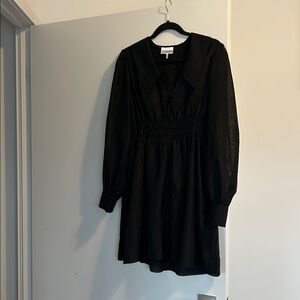 Ganni Mini Black Crinkled Dress